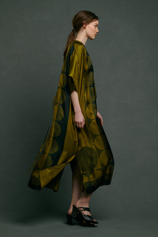 Robe Athena - Kaki/Noir - Soie - Femme