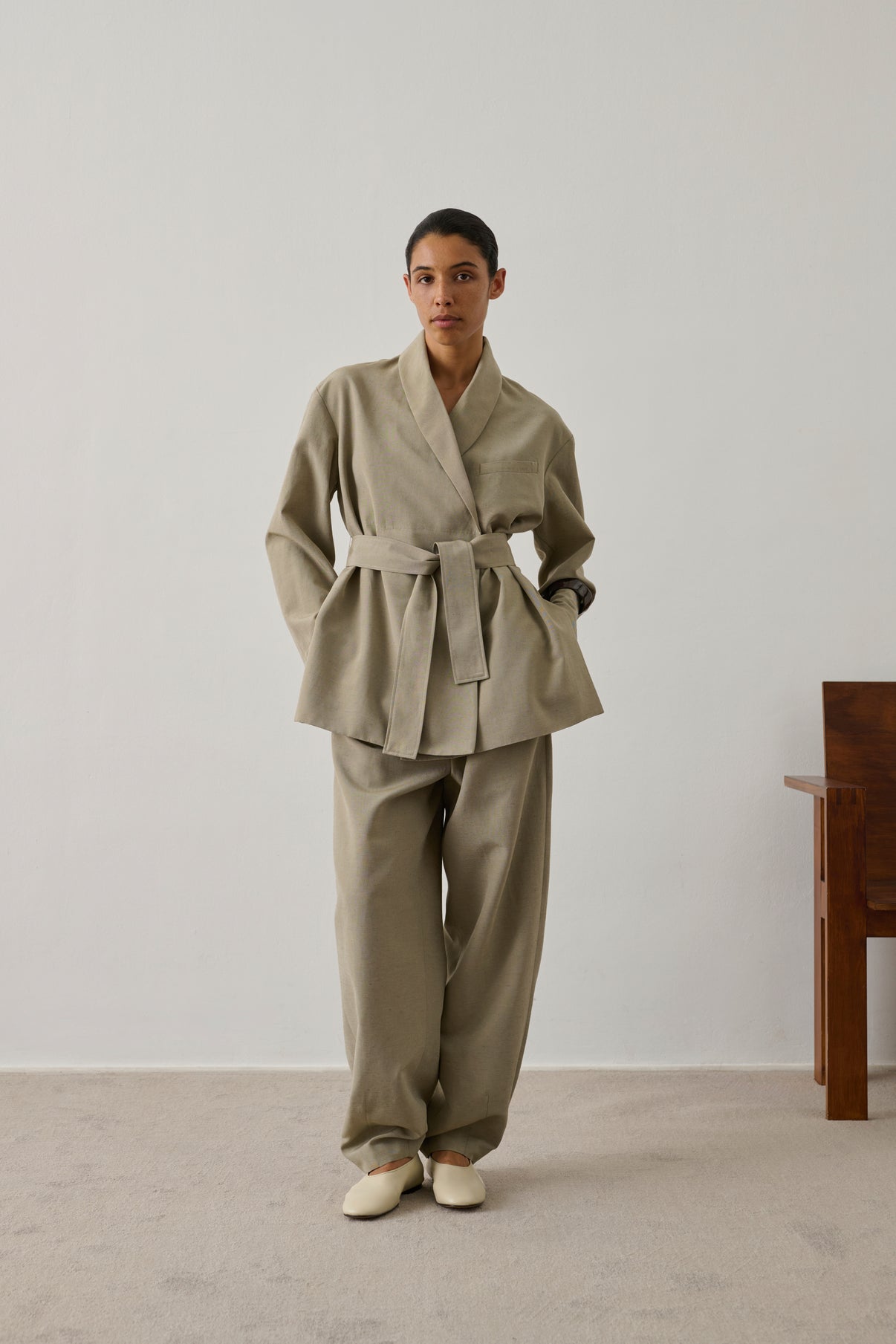 Pull Fargo - Argile - Laine mérinos - Femme vue 1