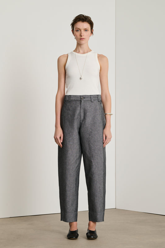 Pantalon Alouette - Noir/Écru - Lin - Femme