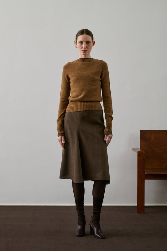 Jupe Gali - Marron Chiné - Laine - Femme