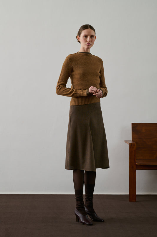 Jupe Gali - Marron Chiné - Laine - Femme