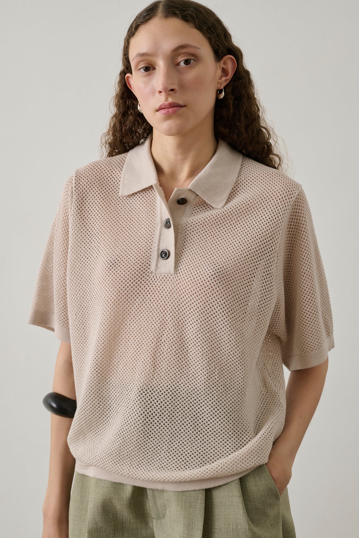 Polo Harvey - Blanc Cassé - Laine mérinos - Femme vue 2