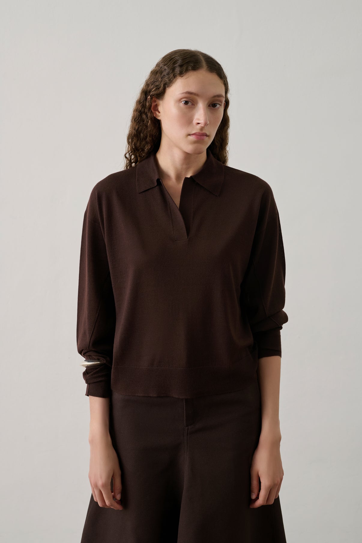 Polo Fleming - Marron Foncé - Laine mérinos - Femme vue 1