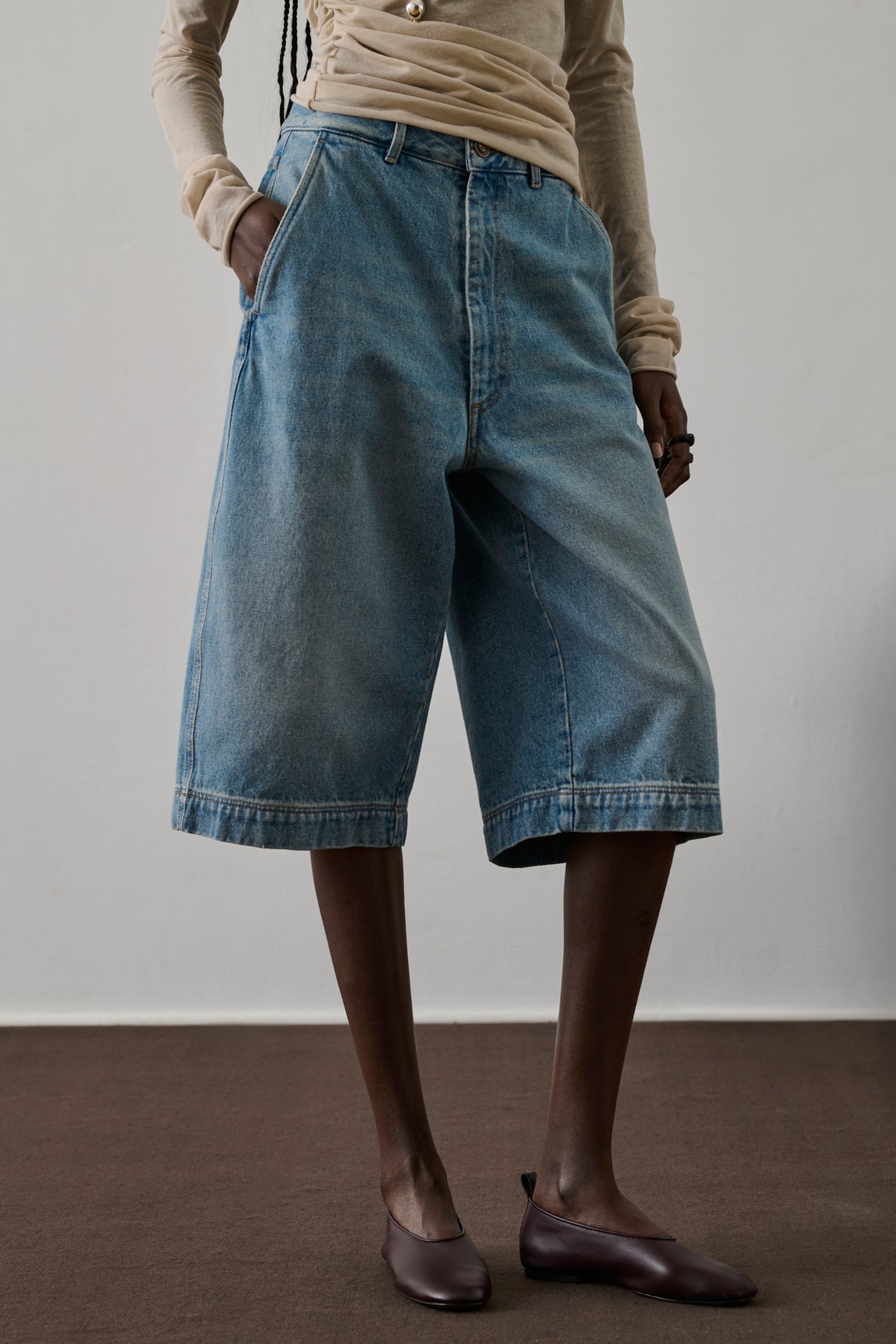 Bermuda Francis - Denim Bleu Délavé - Coton - Femme vue 3