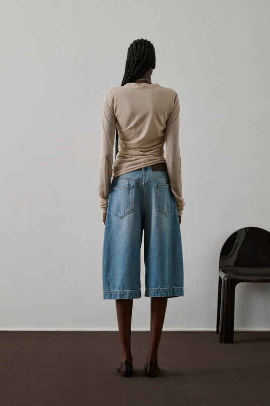 Bermuda Francis - Denim Bleu Délavé - Coton - Femme