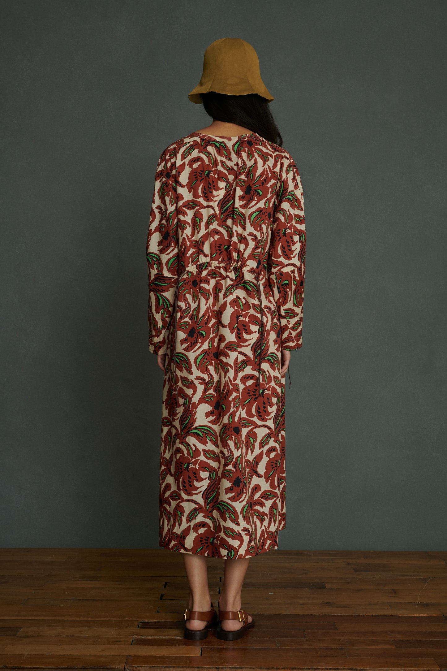 Robe Agnes - Terre Battue/Vert - Coton - Femme