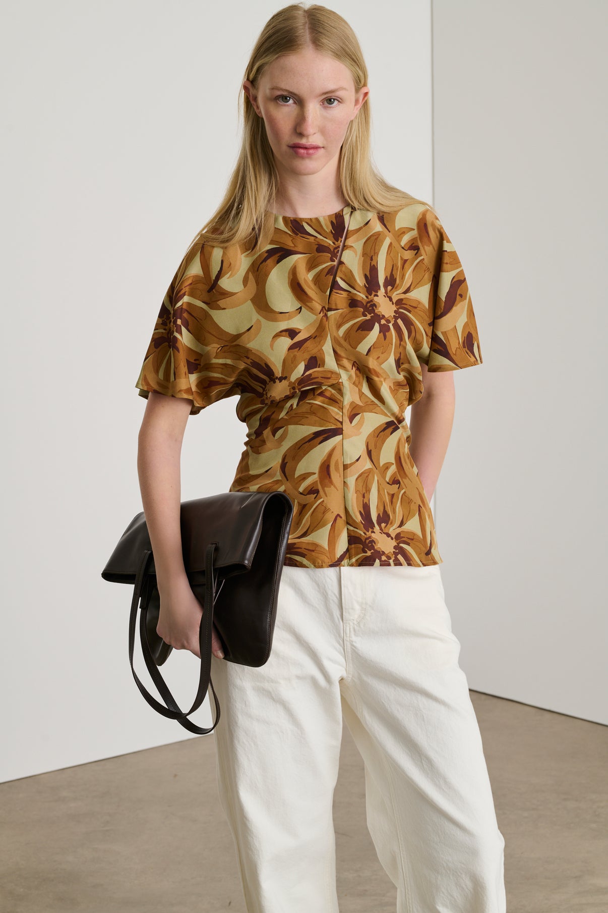 Blouse Embrun - Orange/Argile - Soie - Femme vue 1